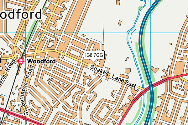 IG8 7GG map - OS VectorMap District (Ordnance Survey)