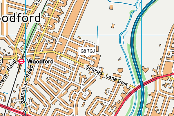 IG8 7GJ map - OS VectorMap District (Ordnance Survey)