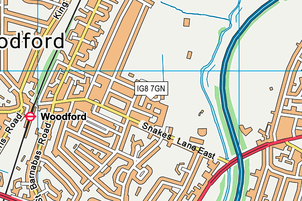 IG8 7GN map - OS VectorMap District (Ordnance Survey)