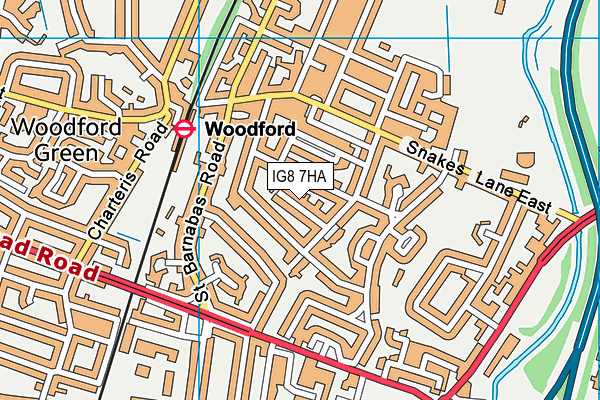 IG8 7HA map - OS VectorMap District (Ordnance Survey)