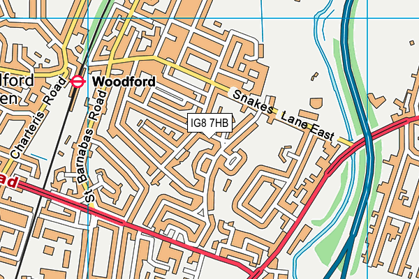 IG8 7HB map - OS VectorMap District (Ordnance Survey)