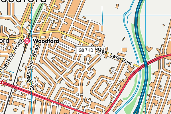 IG8 7HD map - OS VectorMap District (Ordnance Survey)