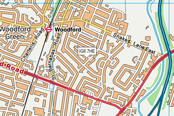 IG8 7HE map - OS VectorMap District (Ordnance Survey)