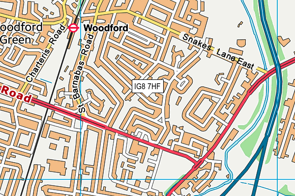 IG8 7HF map - OS VectorMap District (Ordnance Survey)