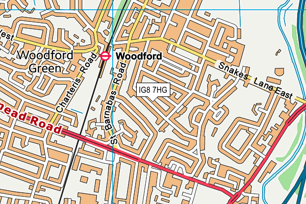 IG8 7HG map - OS VectorMap District (Ordnance Survey)