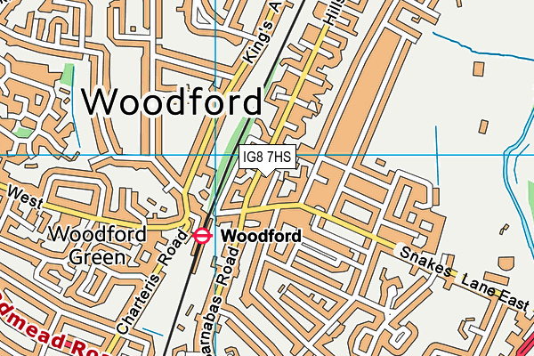 IG8 7HS map - OS VectorMap District (Ordnance Survey)