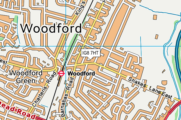 IG8 7HT map - OS VectorMap District (Ordnance Survey)