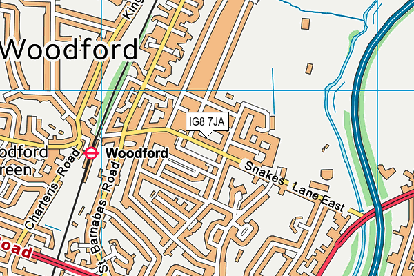 IG8 7JA map - OS VectorMap District (Ordnance Survey)