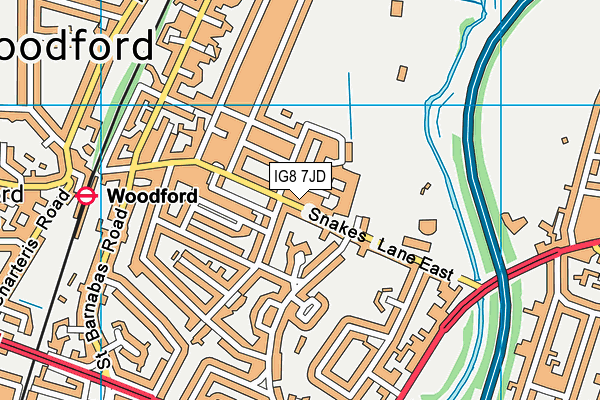 IG8 7JD map - OS VectorMap District (Ordnance Survey)