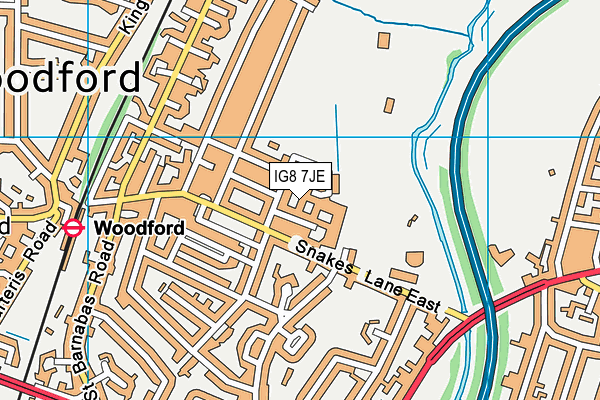 IG8 7JE map - OS VectorMap District (Ordnance Survey)