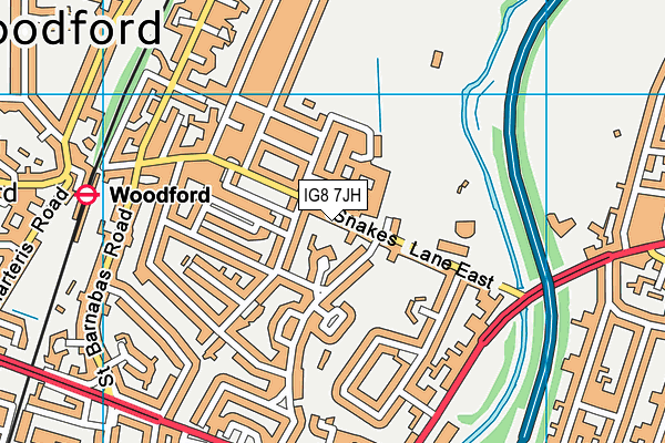 IG8 7JH map - OS VectorMap District (Ordnance Survey)
