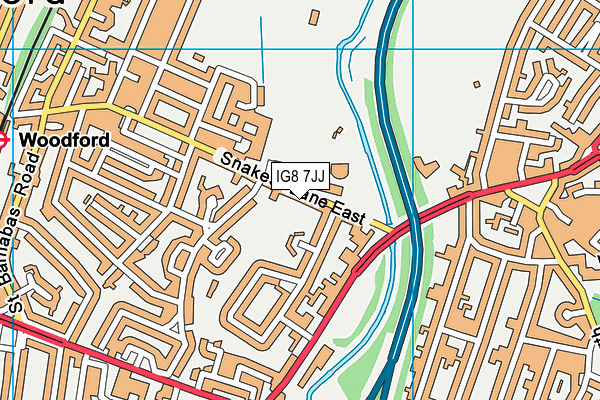IG8 7JJ map - OS VectorMap District (Ordnance Survey)