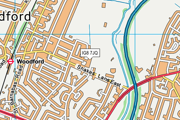 IG8 7JQ map - OS VectorMap District (Ordnance Survey)