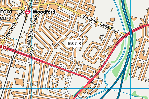 IG8 7JR map - OS VectorMap District (Ordnance Survey)