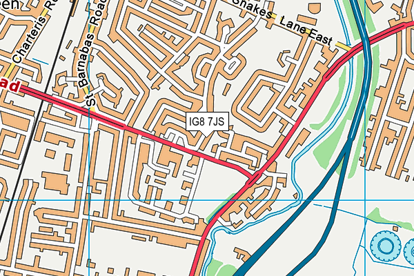IG8 7JS map - OS VectorMap District (Ordnance Survey)