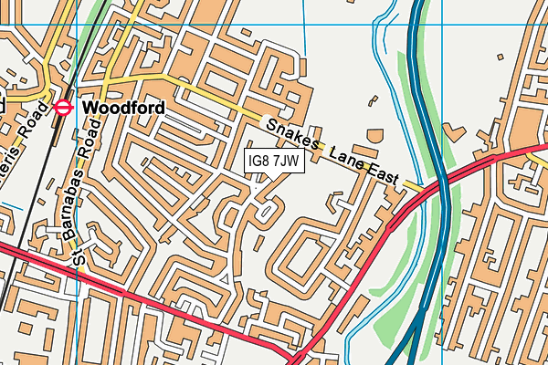 IG8 7JW map - OS VectorMap District (Ordnance Survey)