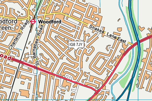 IG8 7JY map - OS VectorMap District (Ordnance Survey)