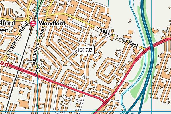 IG8 7JZ map - OS VectorMap District (Ordnance Survey)