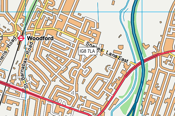 IG8 7LA map - OS VectorMap District (Ordnance Survey)