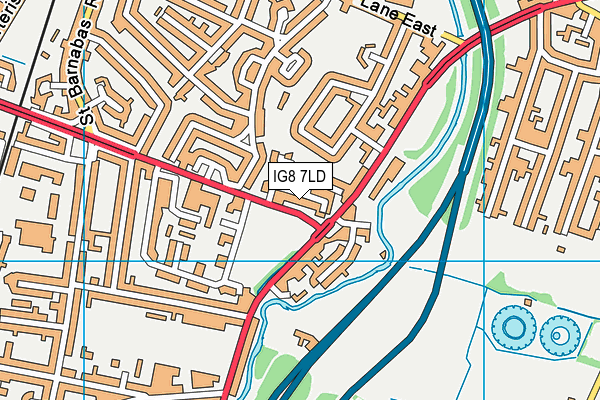 IG8 7LD map - OS VectorMap District (Ordnance Survey)