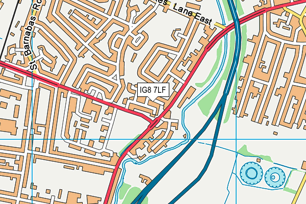 IG8 7LF map - OS VectorMap District (Ordnance Survey)