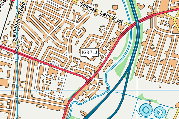 IG8 7LJ map - OS VectorMap District (Ordnance Survey)