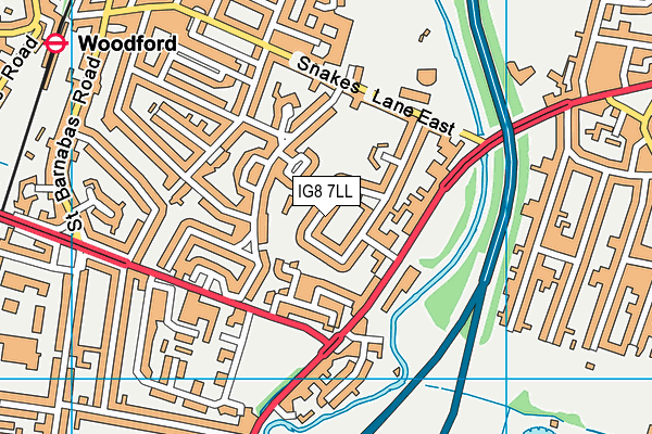 IG8 7LL map - OS VectorMap District (Ordnance Survey)