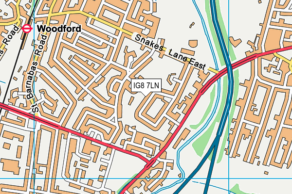 IG8 7LN map - OS VectorMap District (Ordnance Survey)