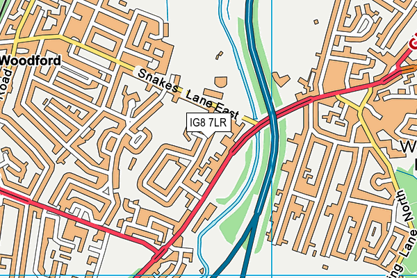 IG8 7LR map - OS VectorMap District (Ordnance Survey)