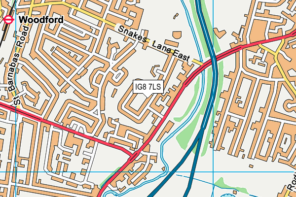 IG8 7LS map - OS VectorMap District (Ordnance Survey)