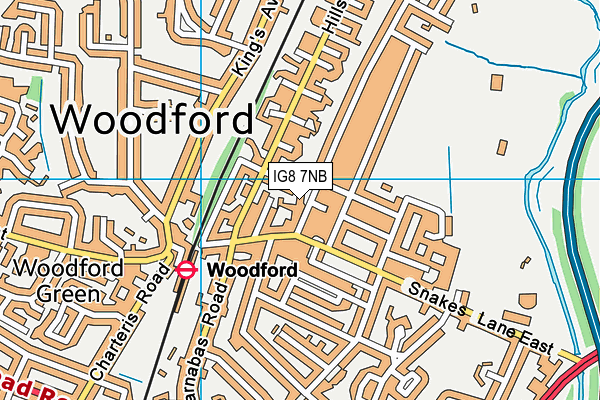 IG8 7NB map - OS VectorMap District (Ordnance Survey)