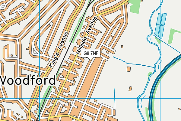 IG8 7NF map - OS VectorMap District (Ordnance Survey)