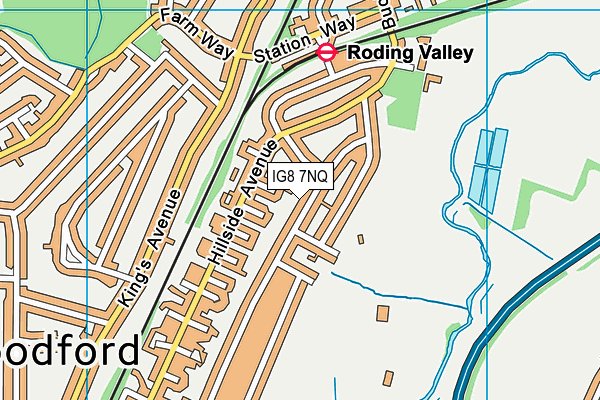 IG8 7NQ map - OS VectorMap District (Ordnance Survey)