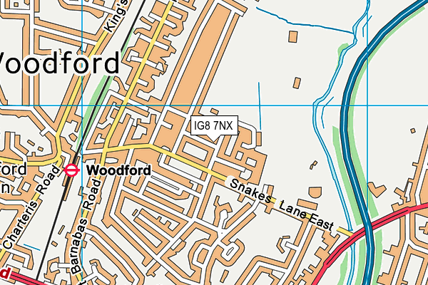 IG8 7NX map - OS VectorMap District (Ordnance Survey)