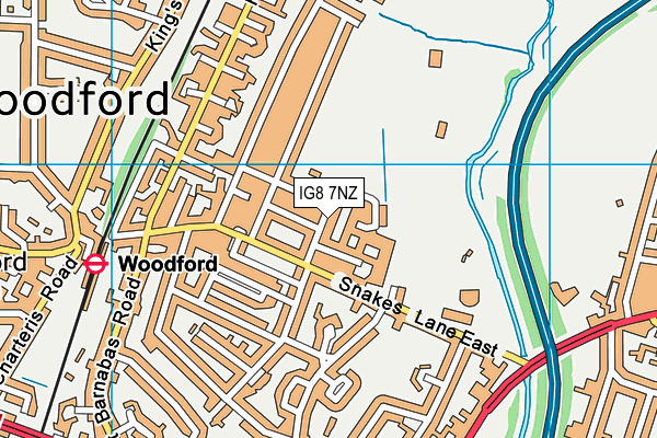 IG8 7NZ map - OS VectorMap District (Ordnance Survey)