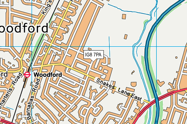 IG8 7PA map - OS VectorMap District (Ordnance Survey)