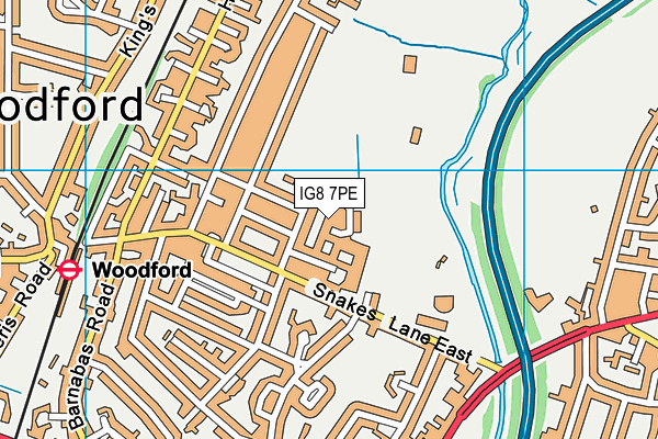 IG8 7PE map - OS VectorMap District (Ordnance Survey)