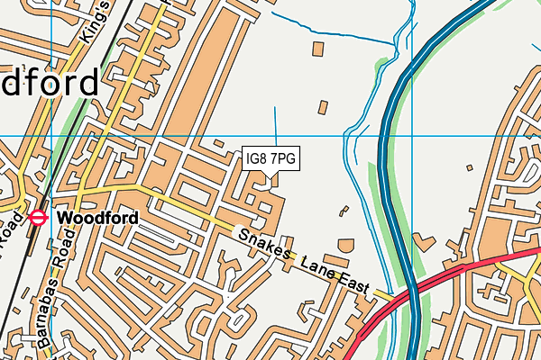 IG8 7PG map - OS VectorMap District (Ordnance Survey)