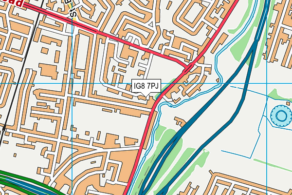 IG8 7PJ map - OS VectorMap District (Ordnance Survey)