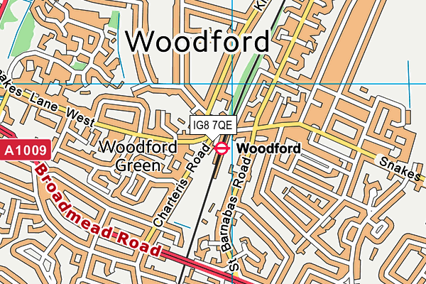 IG8 7QE map - OS VectorMap District (Ordnance Survey)