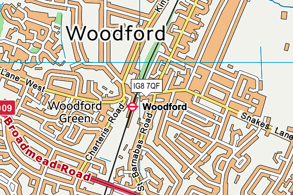 IG8 7QF map - OS VectorMap District (Ordnance Survey)