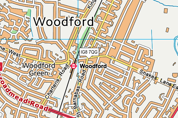 IG8 7QG map - OS VectorMap District (Ordnance Survey)