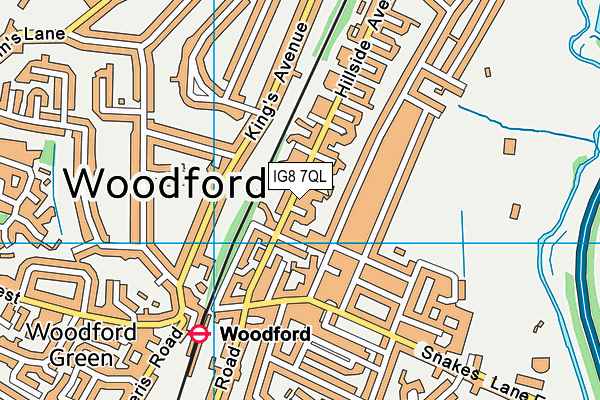 IG8 7QL map - OS VectorMap District (Ordnance Survey)