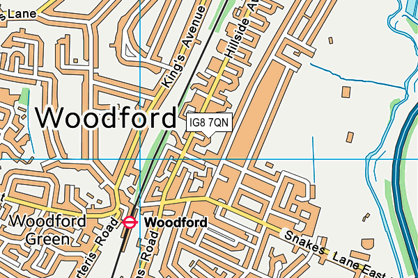 IG8 7QN map - OS VectorMap District (Ordnance Survey)