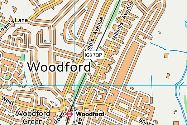 IG8 7QP map - OS VectorMap District (Ordnance Survey)