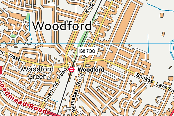 IG8 7QQ map - OS VectorMap District (Ordnance Survey)