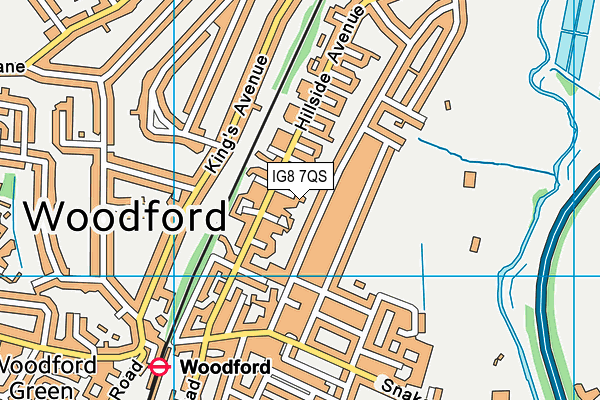 IG8 7QS map - OS VectorMap District (Ordnance Survey)