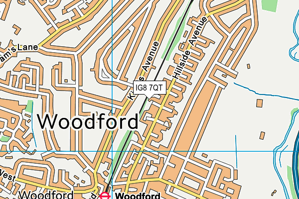 IG8 7QT map - OS VectorMap District (Ordnance Survey)