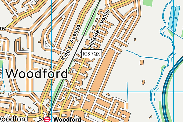 IG8 7QX map - OS VectorMap District (Ordnance Survey)