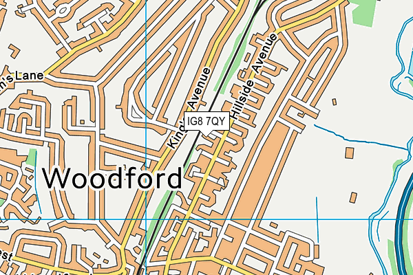 IG8 7QY map - OS VectorMap District (Ordnance Survey)